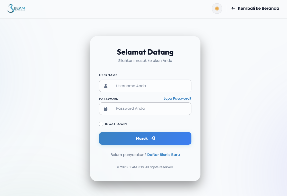 Masukkan credential