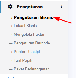 Buka halaman pengaturan bisnis